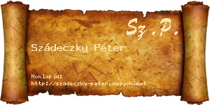 Szádeczky Péter névjegykártya